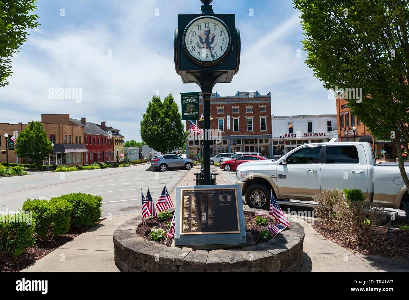 Clock in historic district of Greensburg Kentucky Stock Photo Alamy