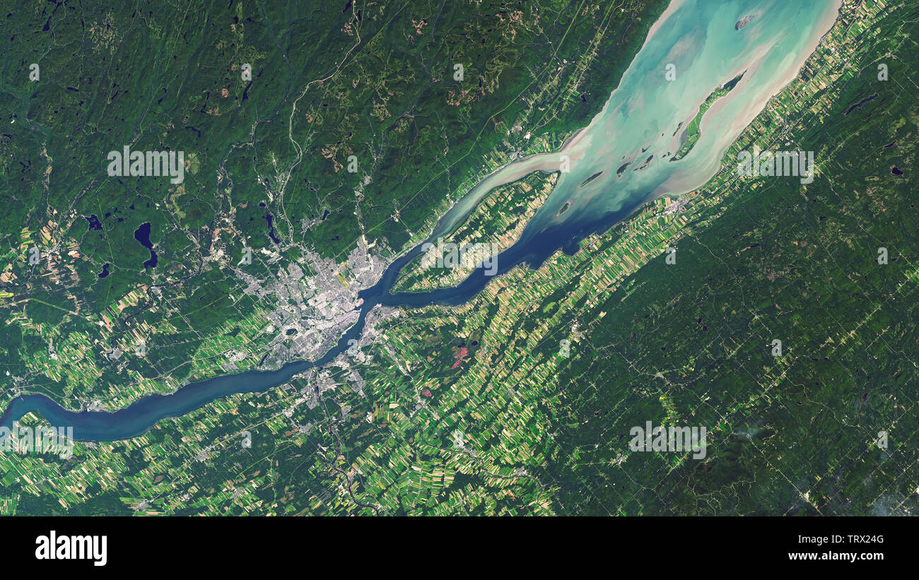 Aerial of Quebec city on the Saint Lawrence River , Canada Stock Photo