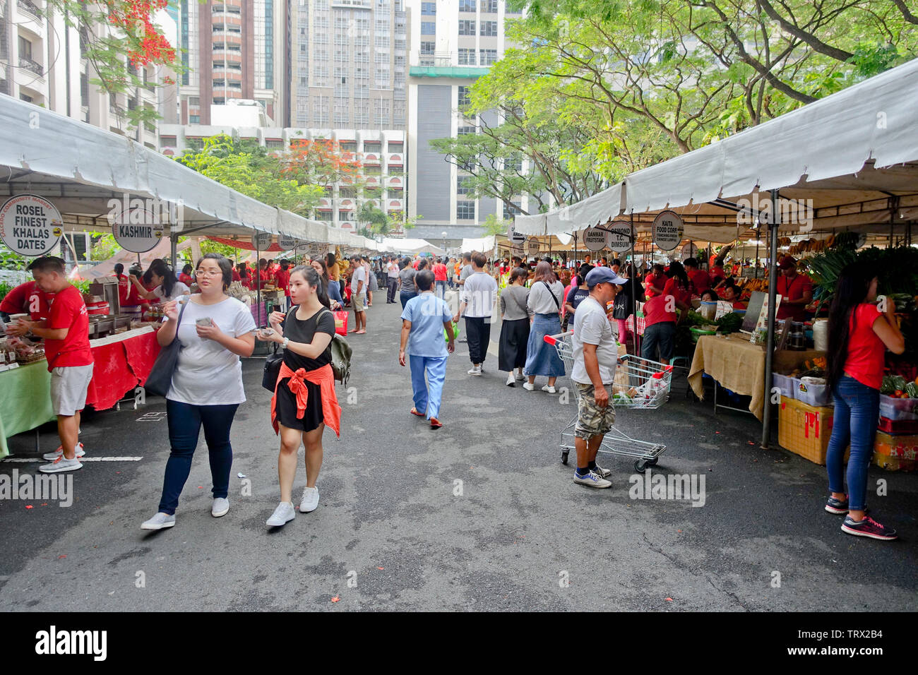 This Saturday market in an urban jungle has become a popular spot for the variety of international cuisines as well as the fresh produce. Stock Photo
