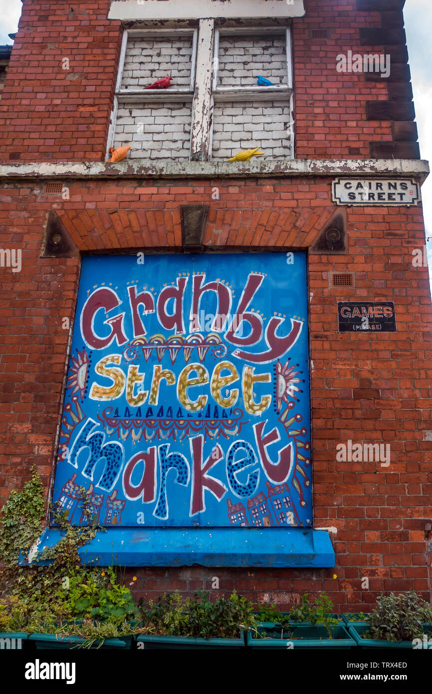 Granby Street,Market,Sign,Cairns Street,Toxteth,Liverpool Stock Photo