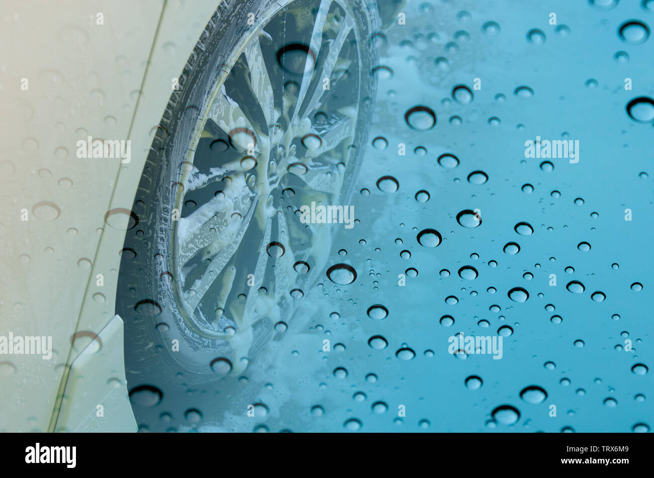 Car wash with foam bubbles Stock Photo Alamy