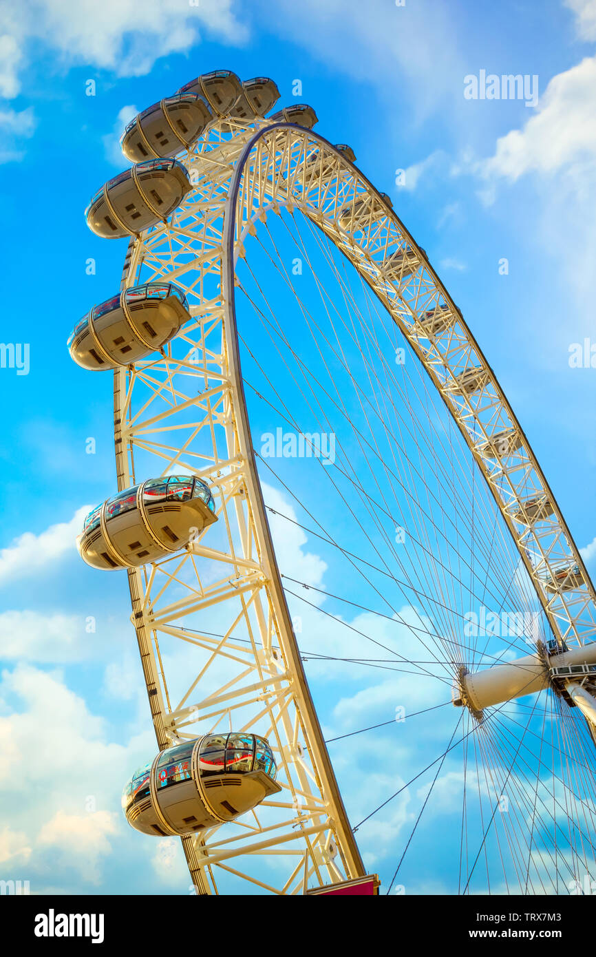 London, UK May 13 2018 The London Eye is a cantilevered observation