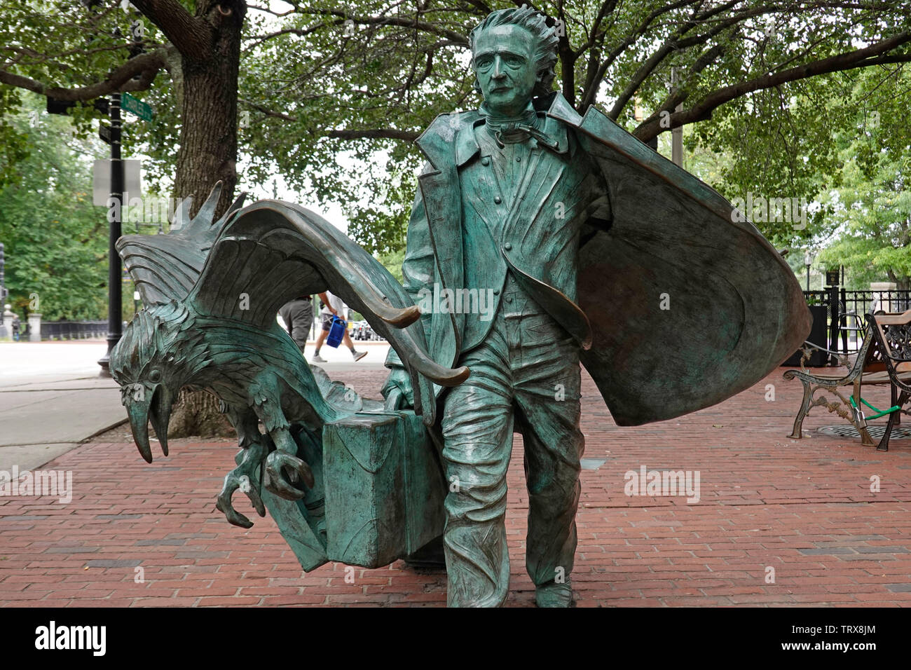 Edgar Allan Poe statue Boston MA Stock Photo