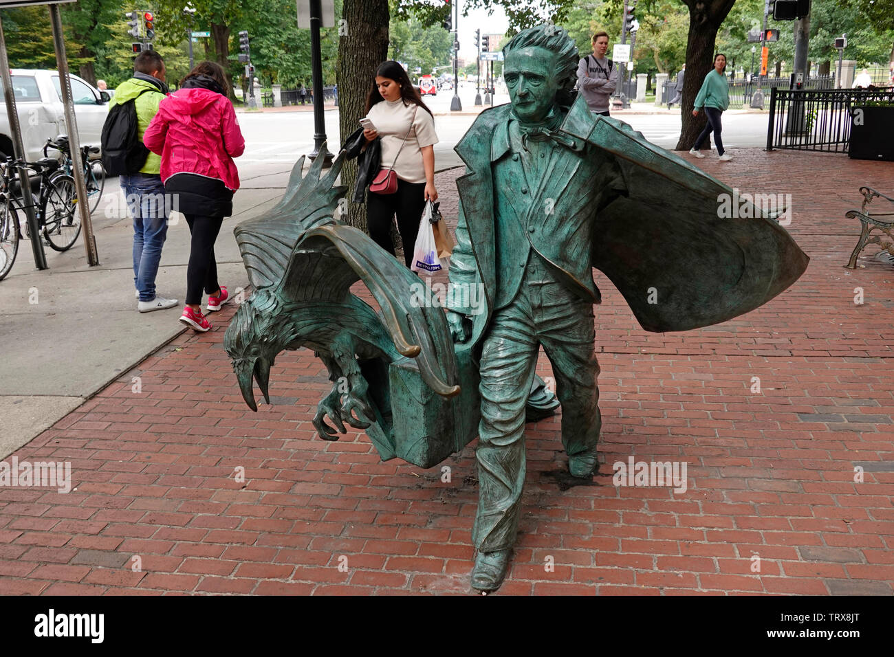 Edgar Allan Poe statue Boston MA Stock Photo