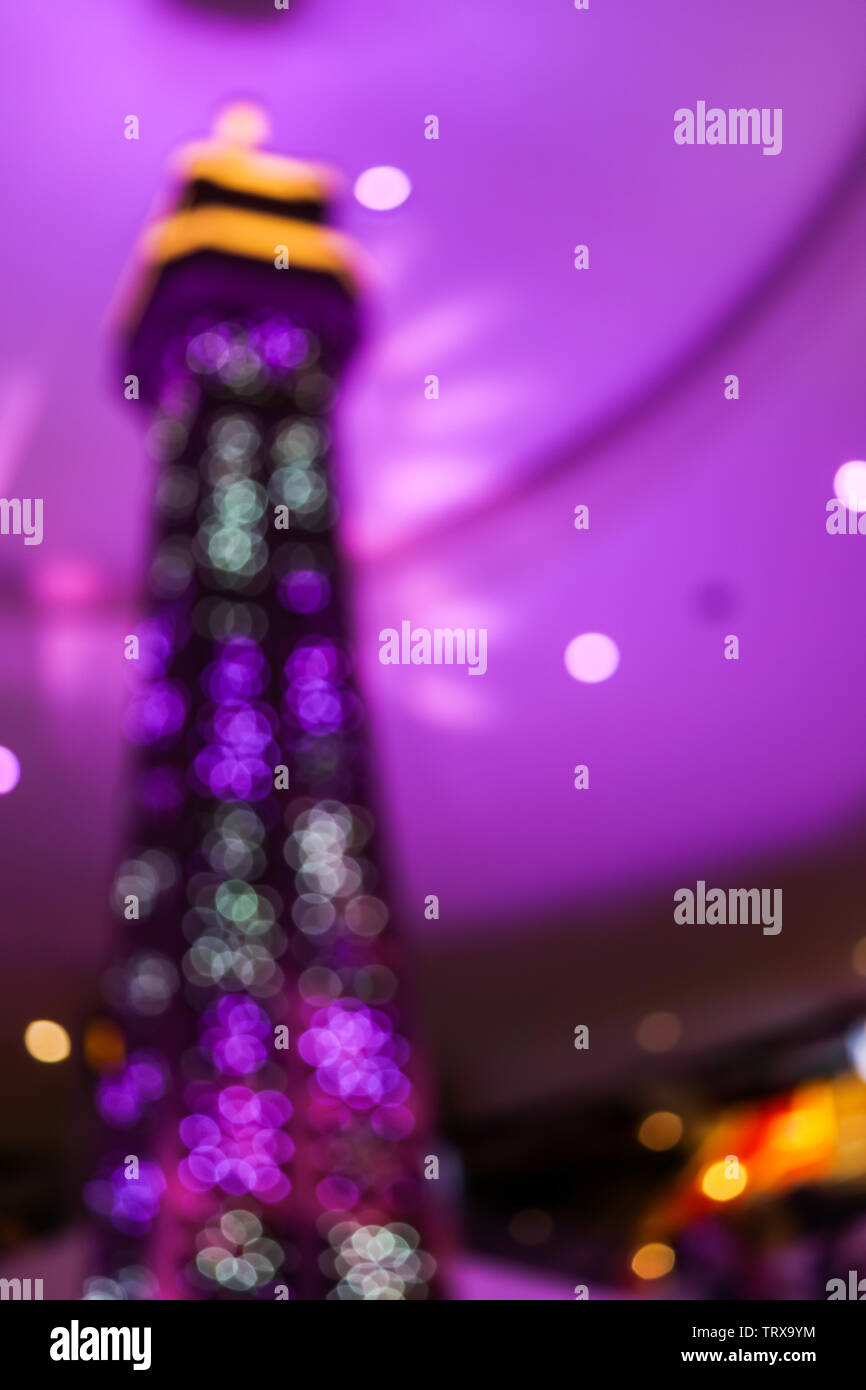 blurred muticolor of eiffel model has blue purple brown aqua color Stock Photo