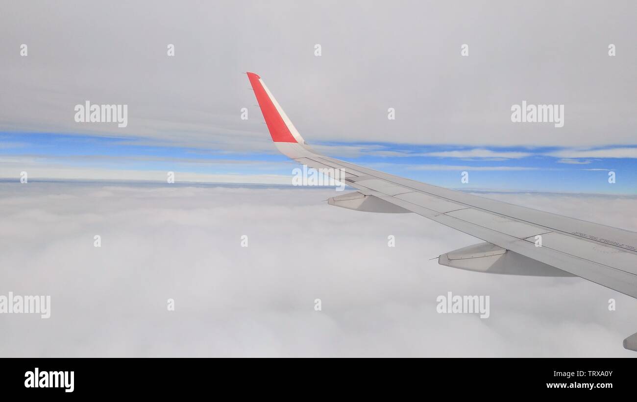 View from airplane window. Stock Photo