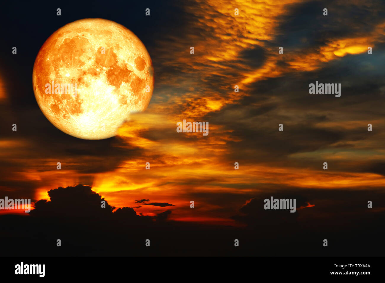 super blood moon on colorful cloud and rainbow on night sky, Elements of this image furnished by NASA Stock Photo