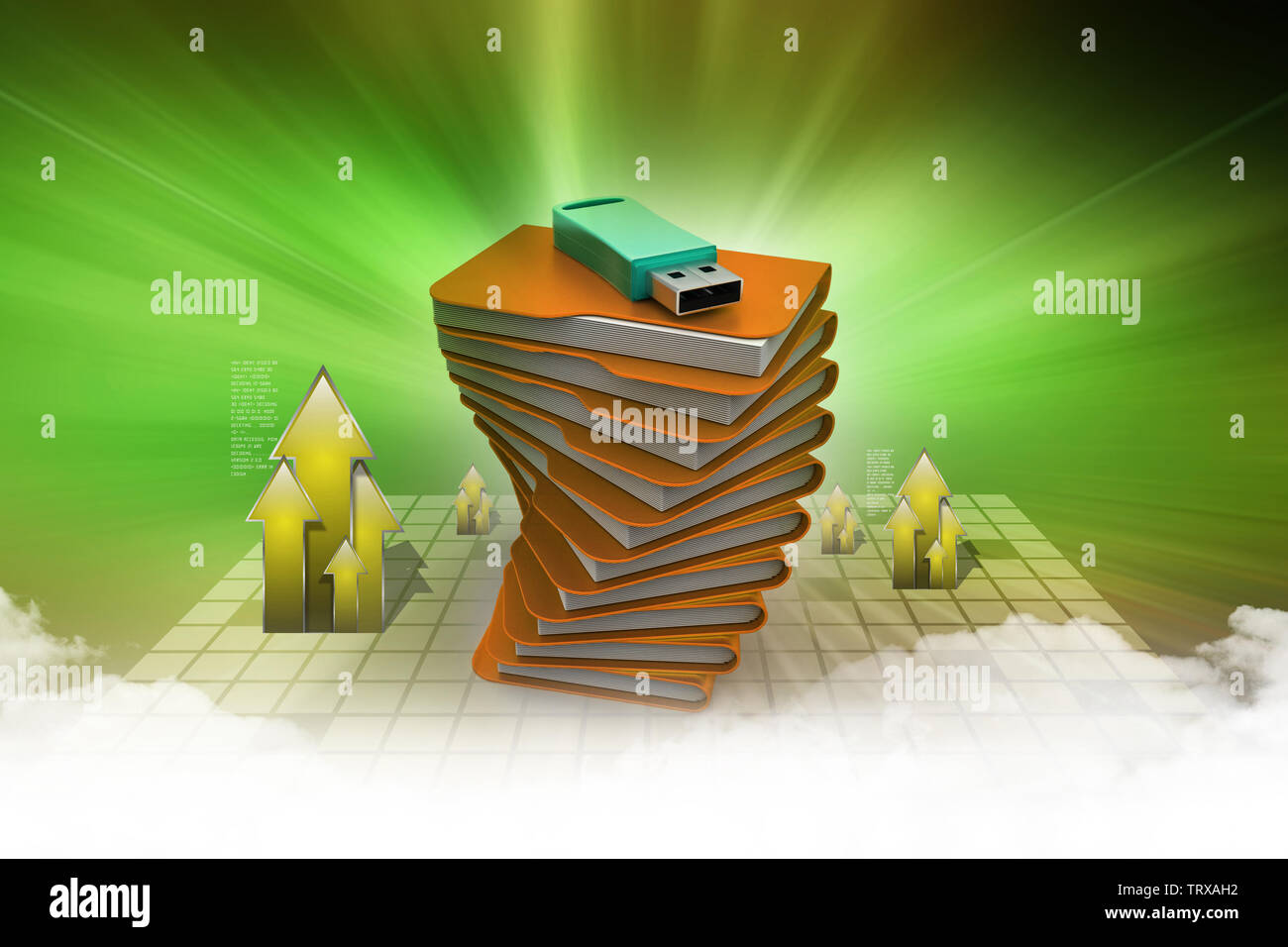 Usb drive with file folder Stock Photo - Alamy