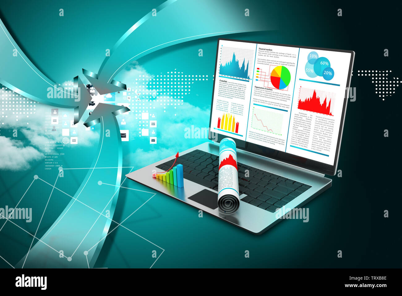 Laptop showing a financial report Stock Photo - Alamy