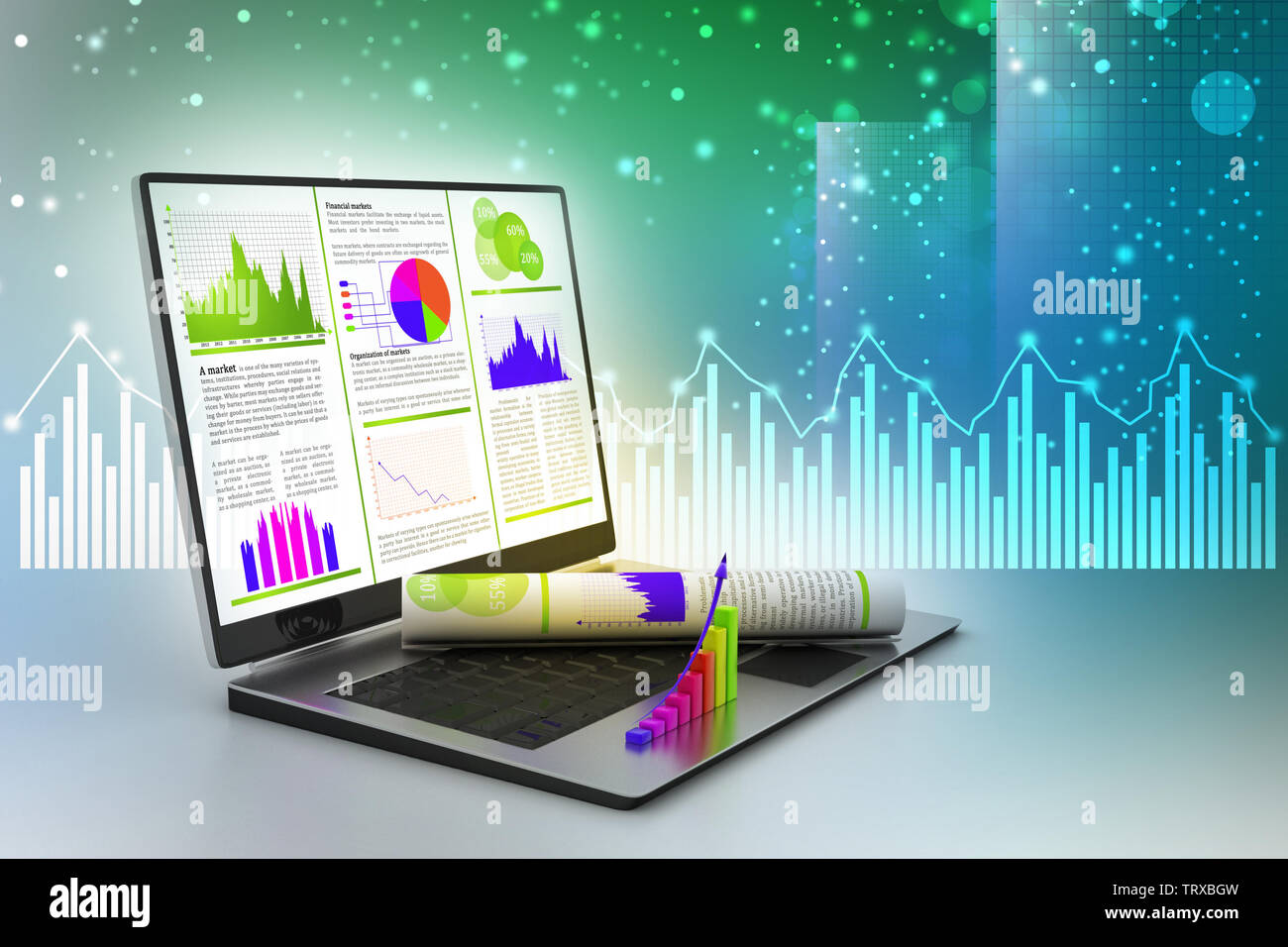 Laptop showing a financial report Stock Photo - Alamy