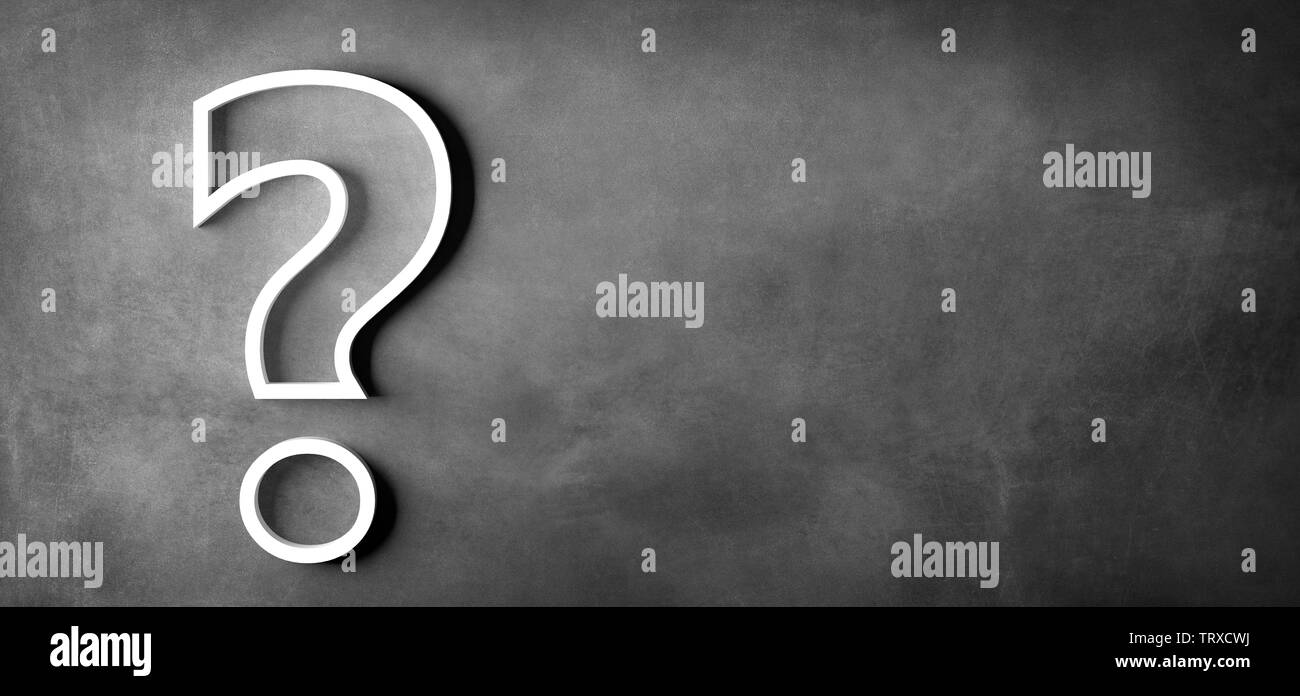 question mark in emty room - Illustration Stock Photo - Alamy
