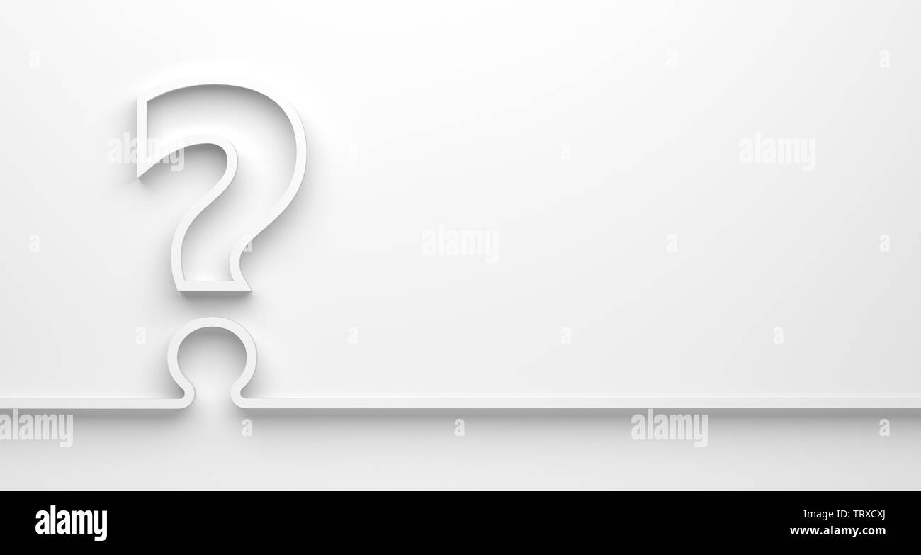question mark in emty room - Illustration Stock Photo - Alamy