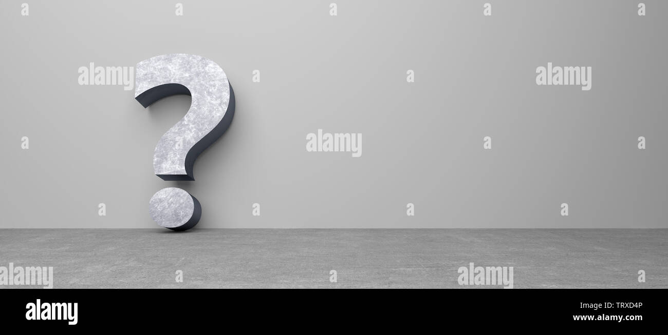 question mark in emty room - Illustration Stock Photo - Alamy