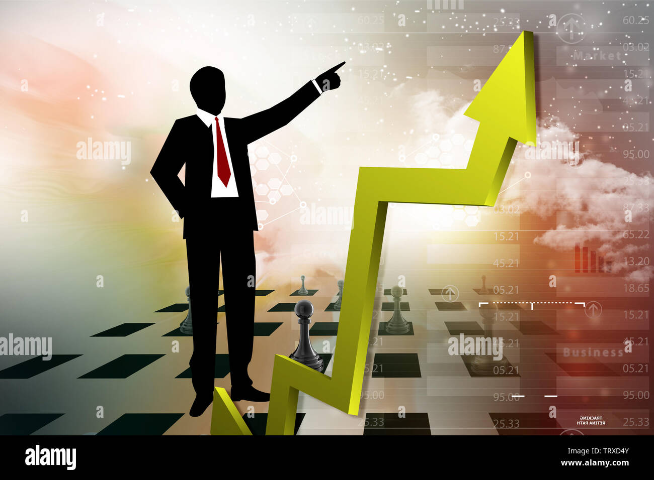 Business man looking financial graph Stock Photo - Alamy
