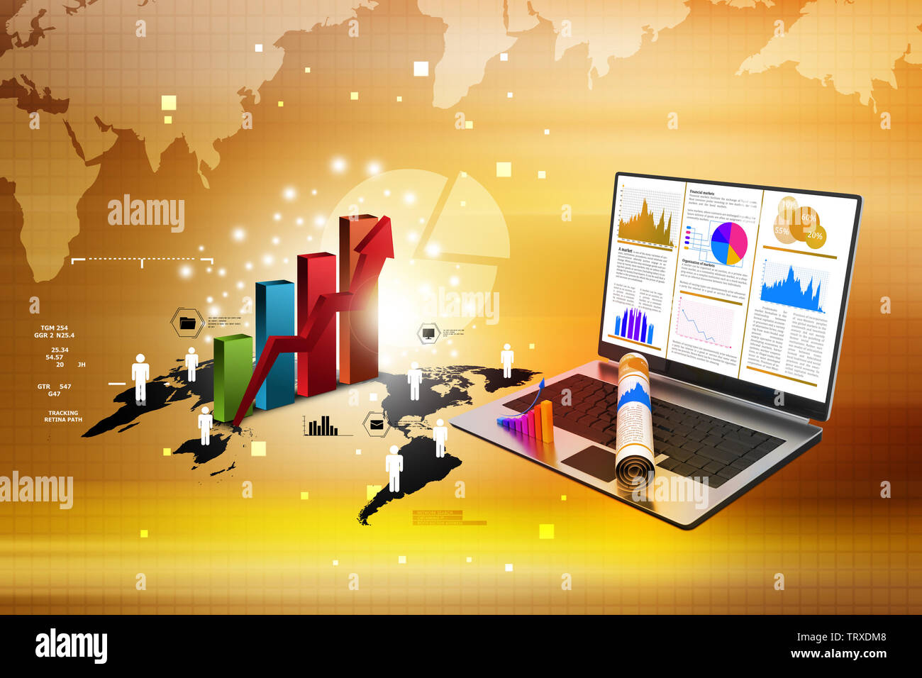 Laptop showing a financial report Stock Photo - Alamy