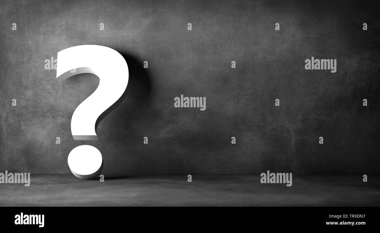 question mark in emty room - Illustration Stock Photo - Alamy
