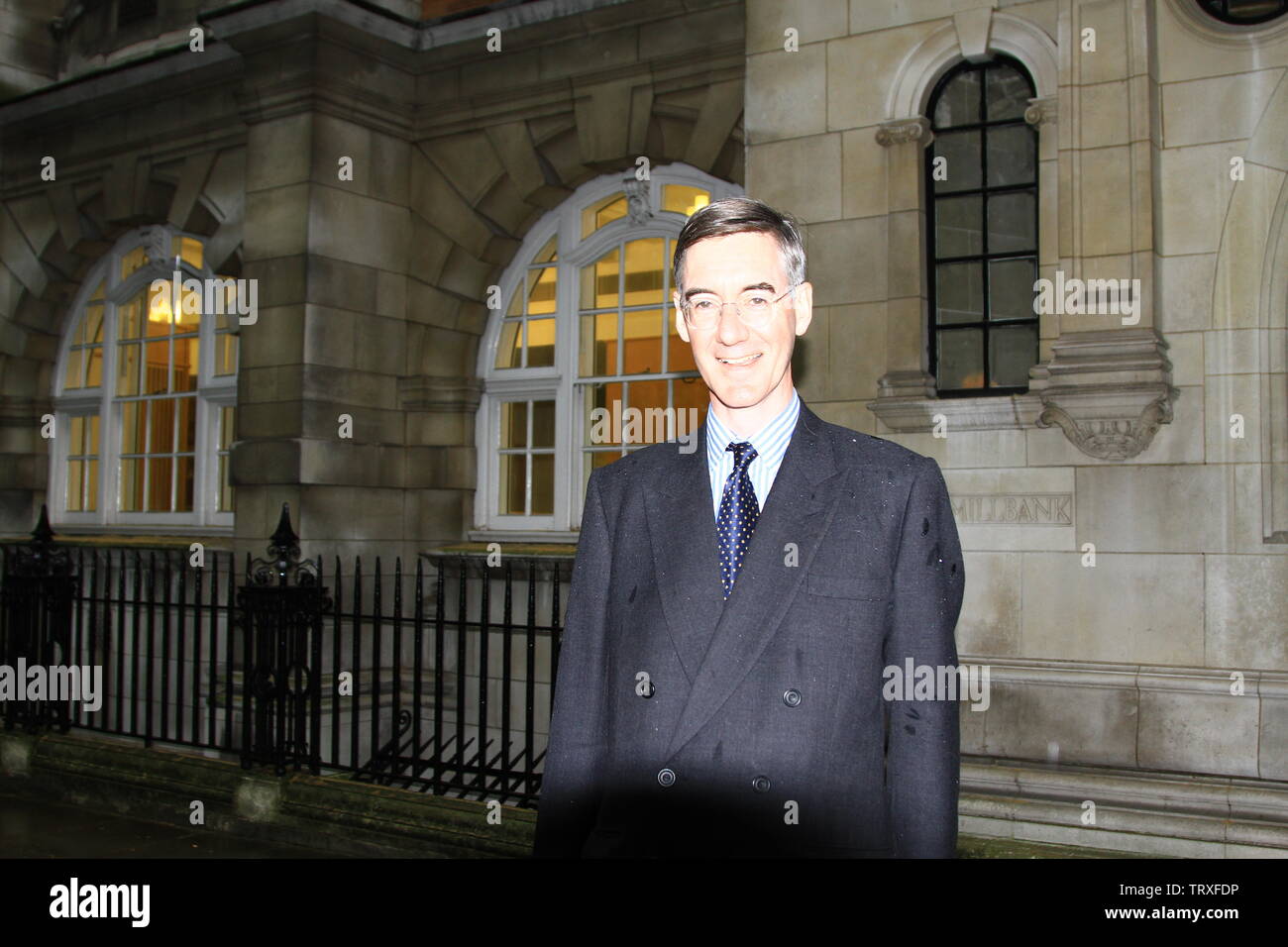 JACOB REES-MOGG MP IN WESTMINSTER ON THE 12TH JUNE 2019. CONSERVATIVE PARTY MPS. BRITISH POLITICIANS. UK POLITICS. TORY. TORIES. ERG . EUROPEAN RESEARCH GROUP. LBC RADIO PRESENTER. Stock Photo