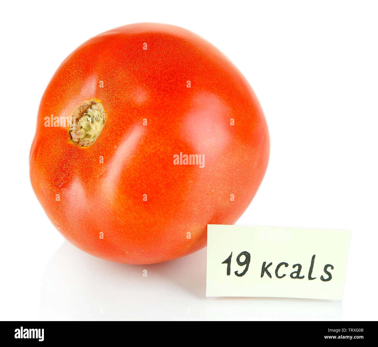 Calorie content of tomato isolated on white Stock Photo Alamy