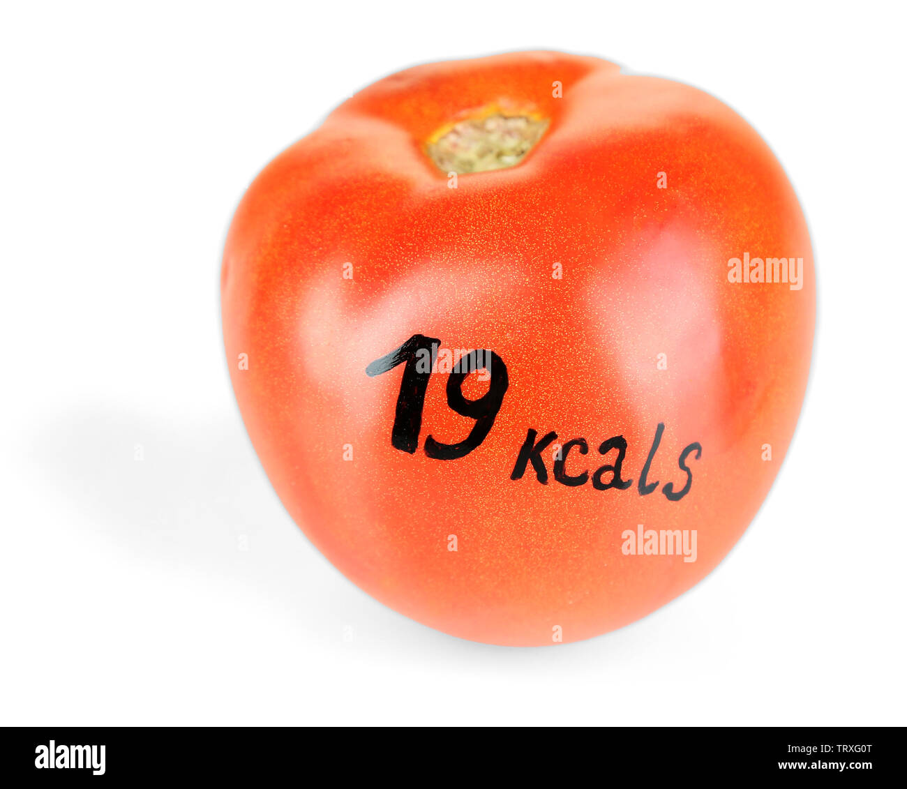 Calorie content of tomato isolated on white Stock Photo Alamy