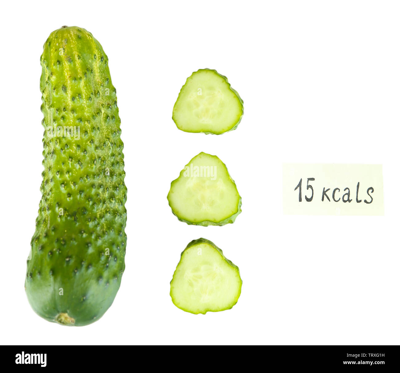 Calorie content of cucumber isolated on white Stock Photo Alamy