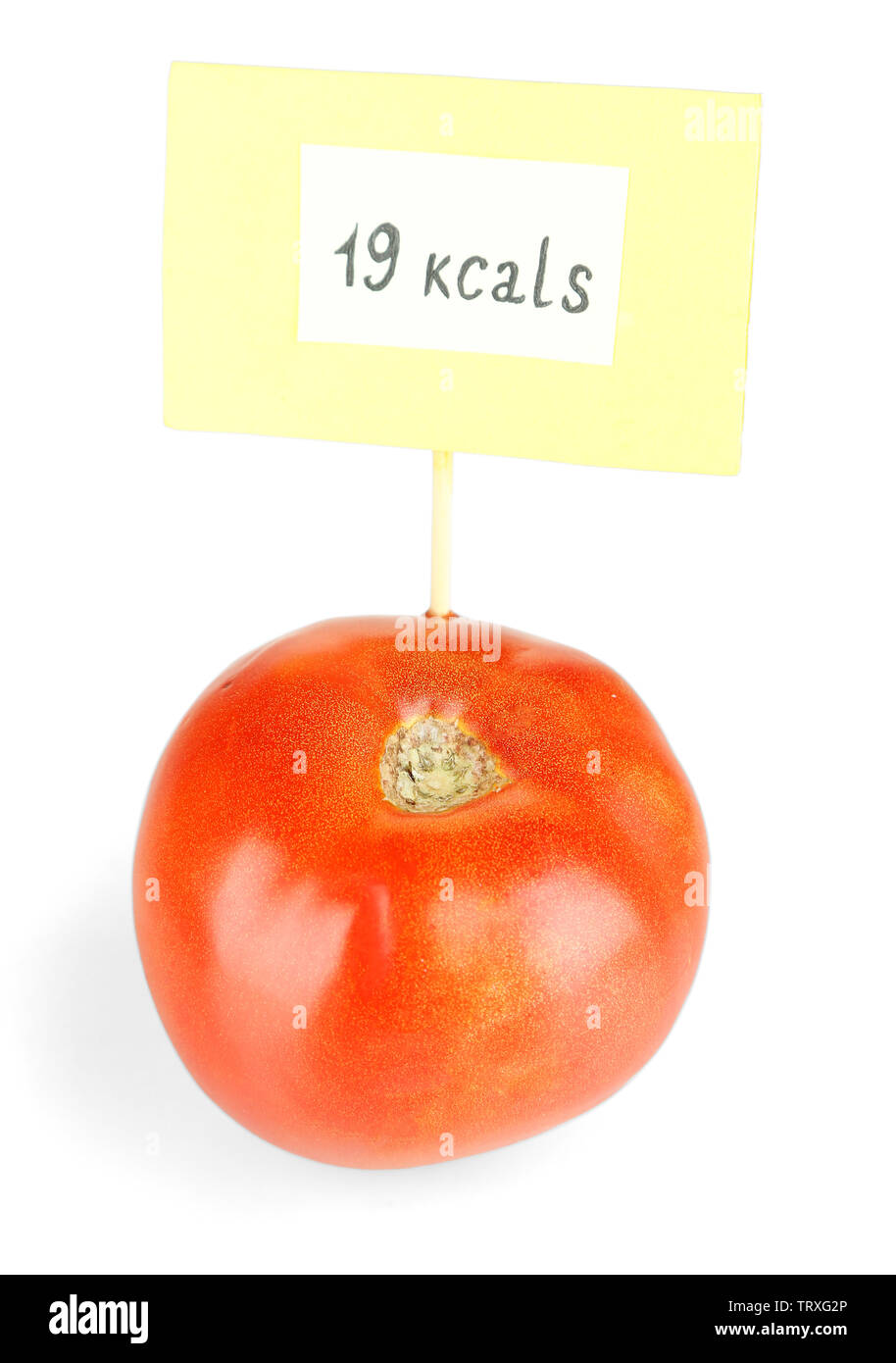 Calorie content of tomato isolated on white Stock Photo Alamy