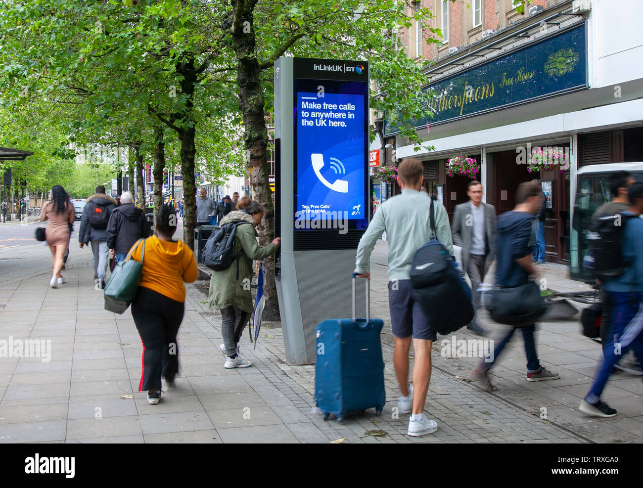 LinkUK is an infrastructure project in Manchester, United Kingdom with free Wi-Fi service. LinkUK kiosks.  Links was rolled out in the London borough of Camden in 2017 Stock Photo