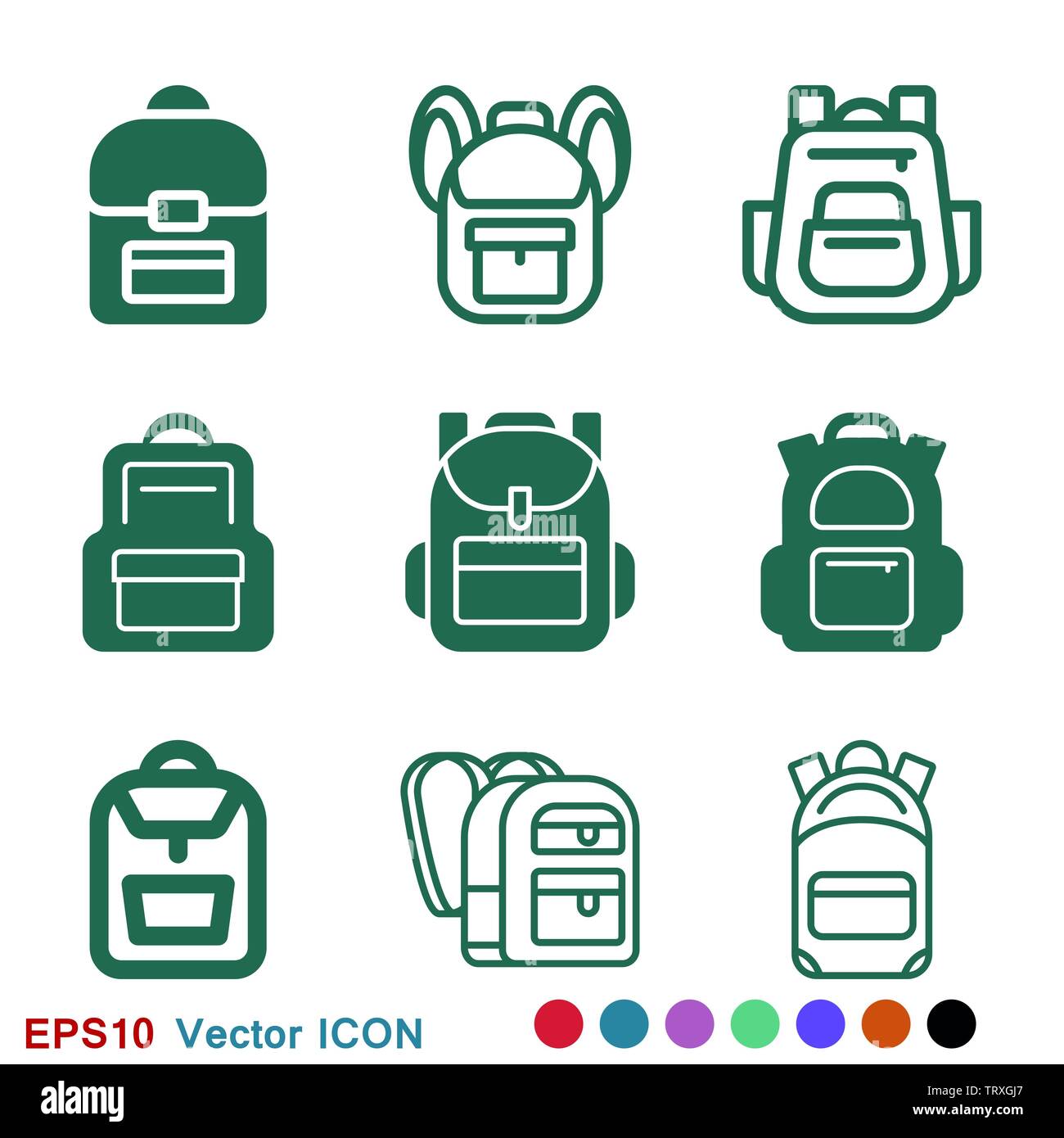 Backpack solid icon on background. Luggage glyph style design, designed for web and app. Stock Vector