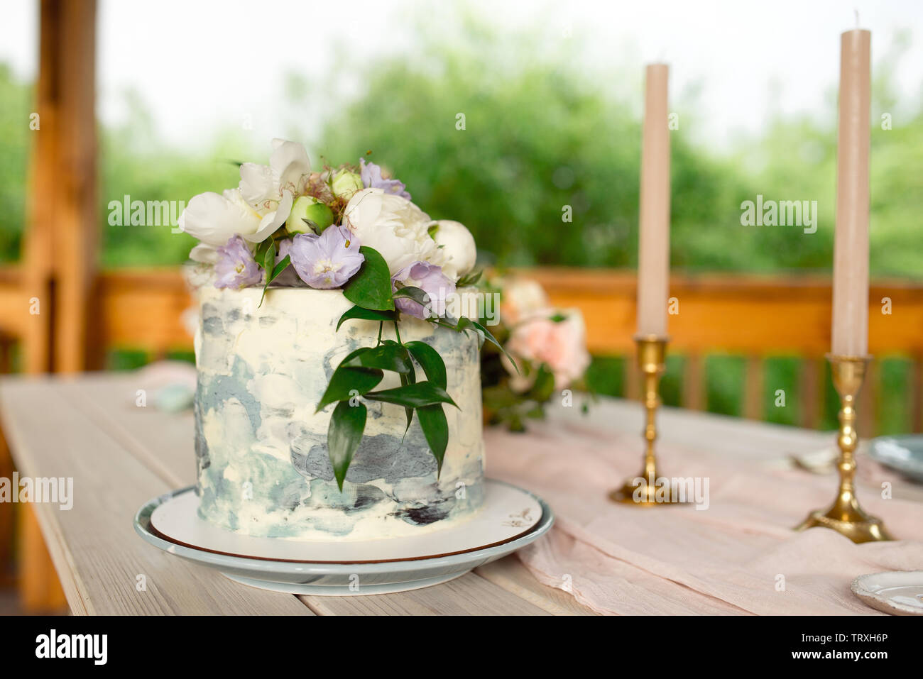 Wedding Decoration Table In The Garden Floral Arrangement In The