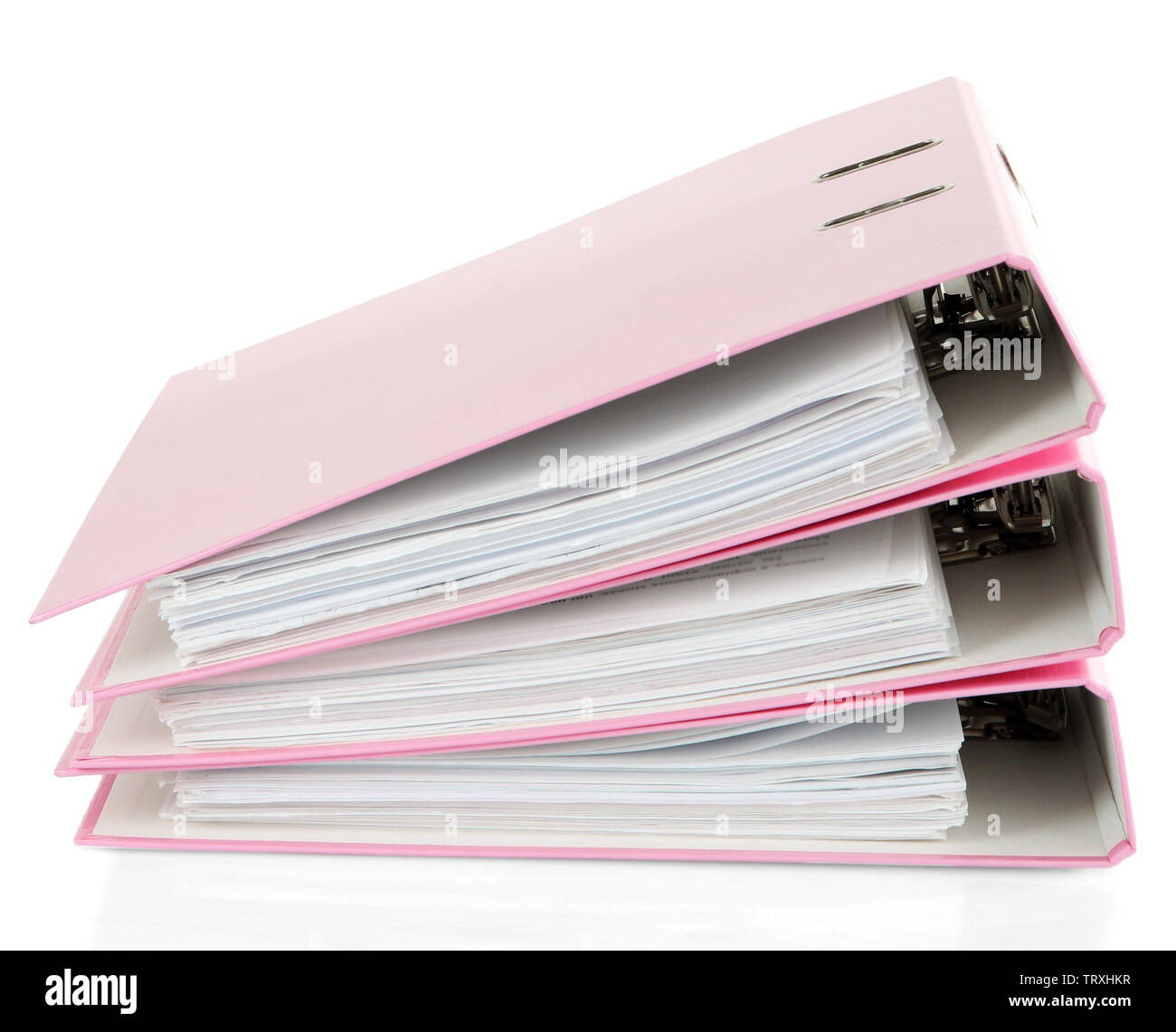 Pink folders, isolated on white Stock Photo - Alamy