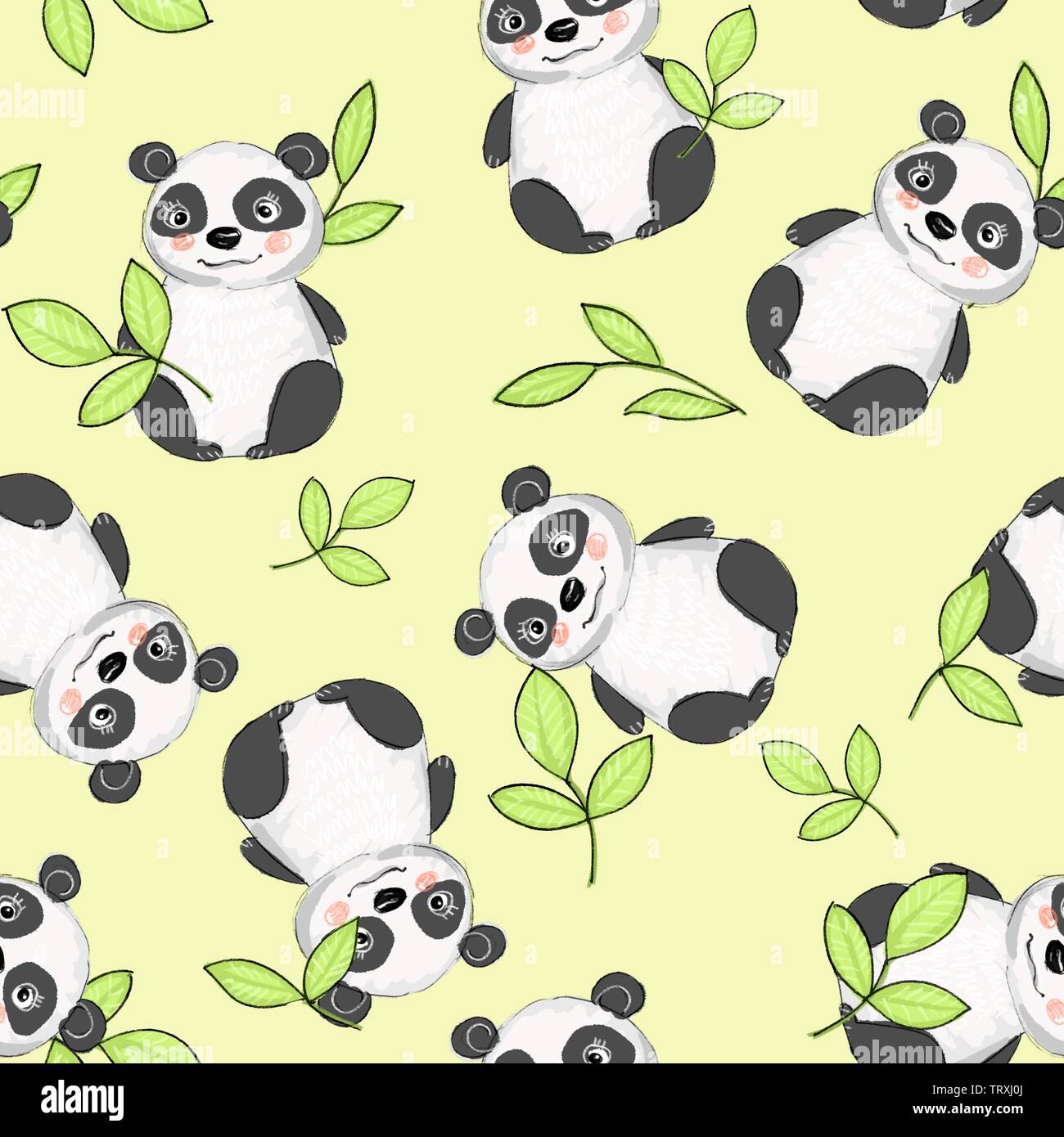 Cartoon panda bear pattern Stock Photo