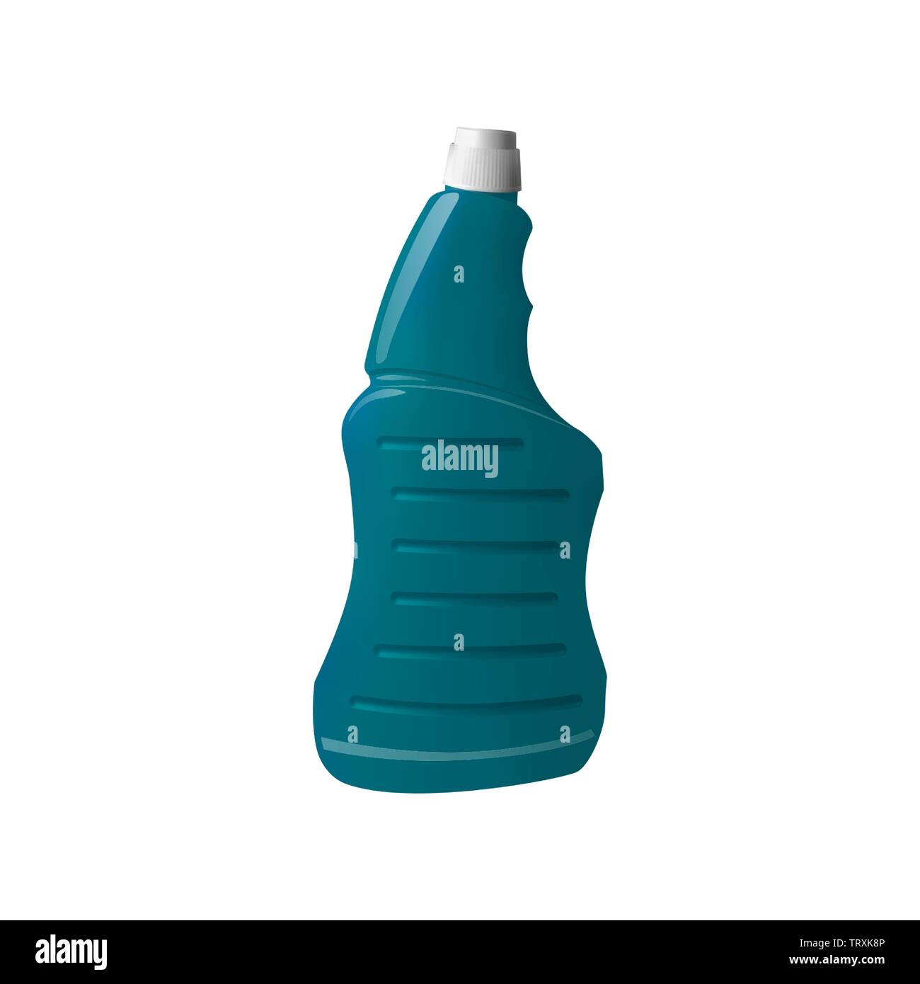 Blue plastic bottle with white cap. Detergent in the container. Vector illustration. Stock Vector
