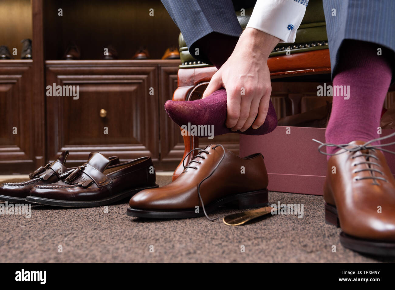 men shoes boutique store Stock Photo