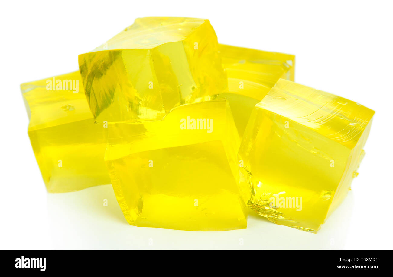 Tasty jelly cubes isolated on white Stock Photo Alamy