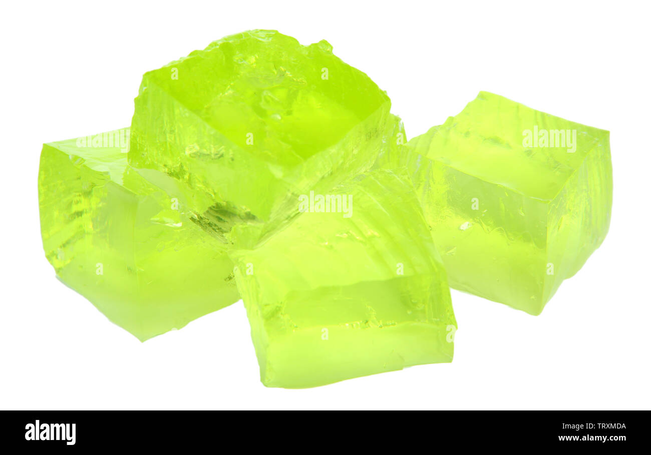 Tasty jelly cubes isolated on white Stock Photo Alamy