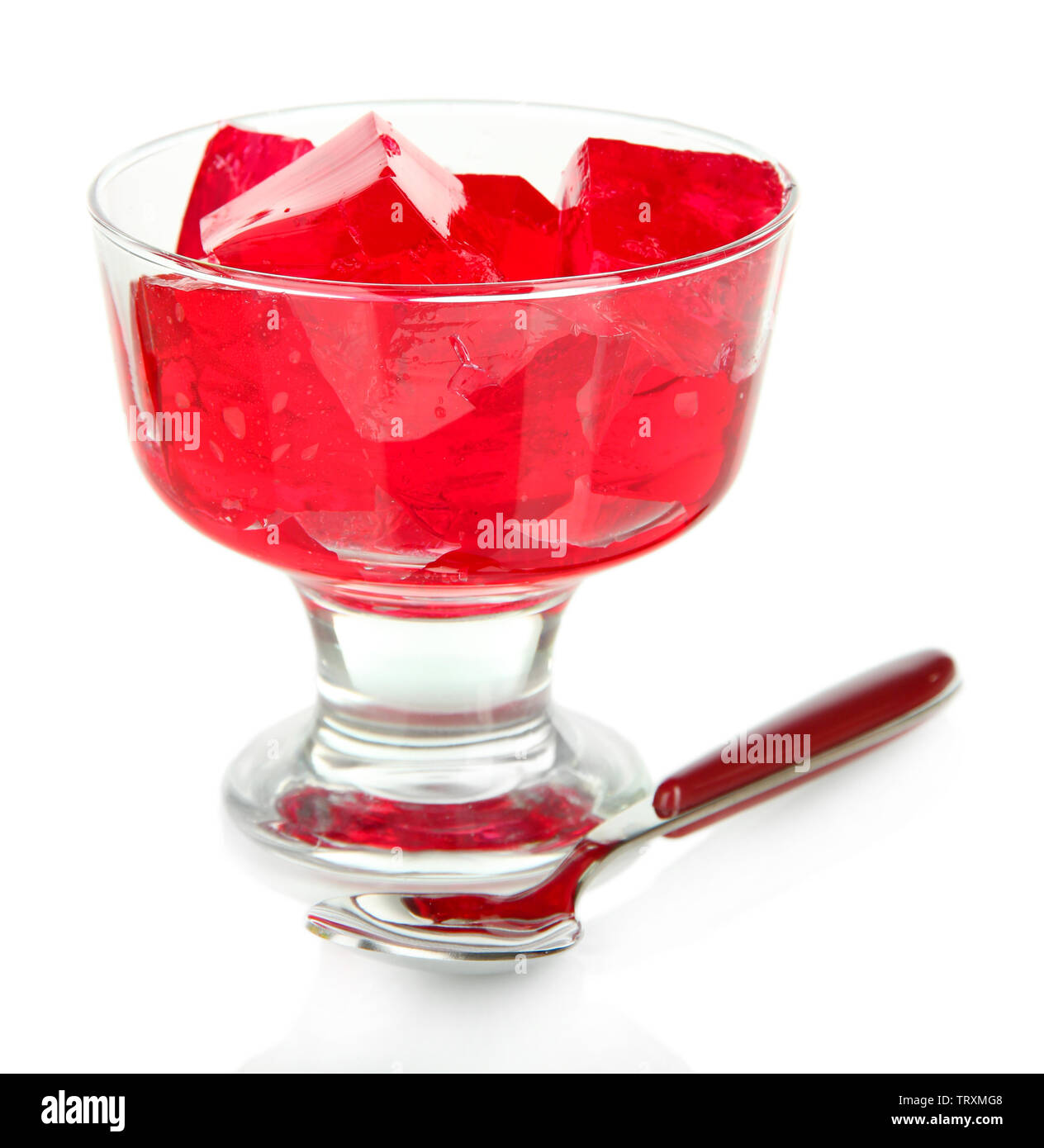 Tasty jelly cubes in bowl isolated on white Stock Photo Alamy