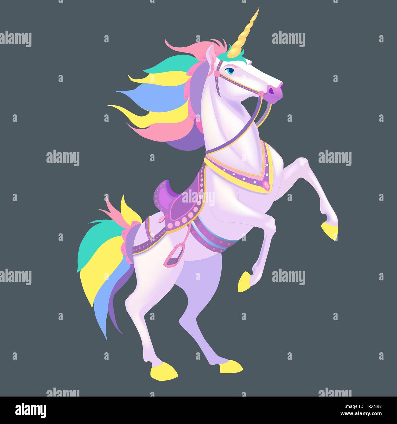 White Unicorn vector illustration for children design. Rainbow hair.  Isolated. Cute fantasy animal Stock Vector Image & Art - Alamy