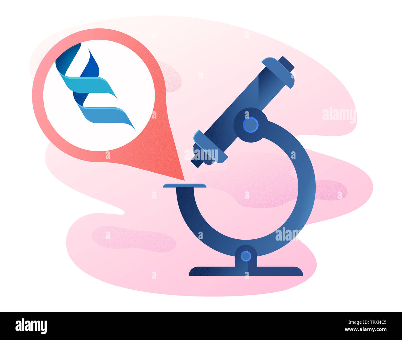 DNA research. Molecule DNA and microscope. Analysis of DNA in labaratory. Medical researching - illustration Stock Photo