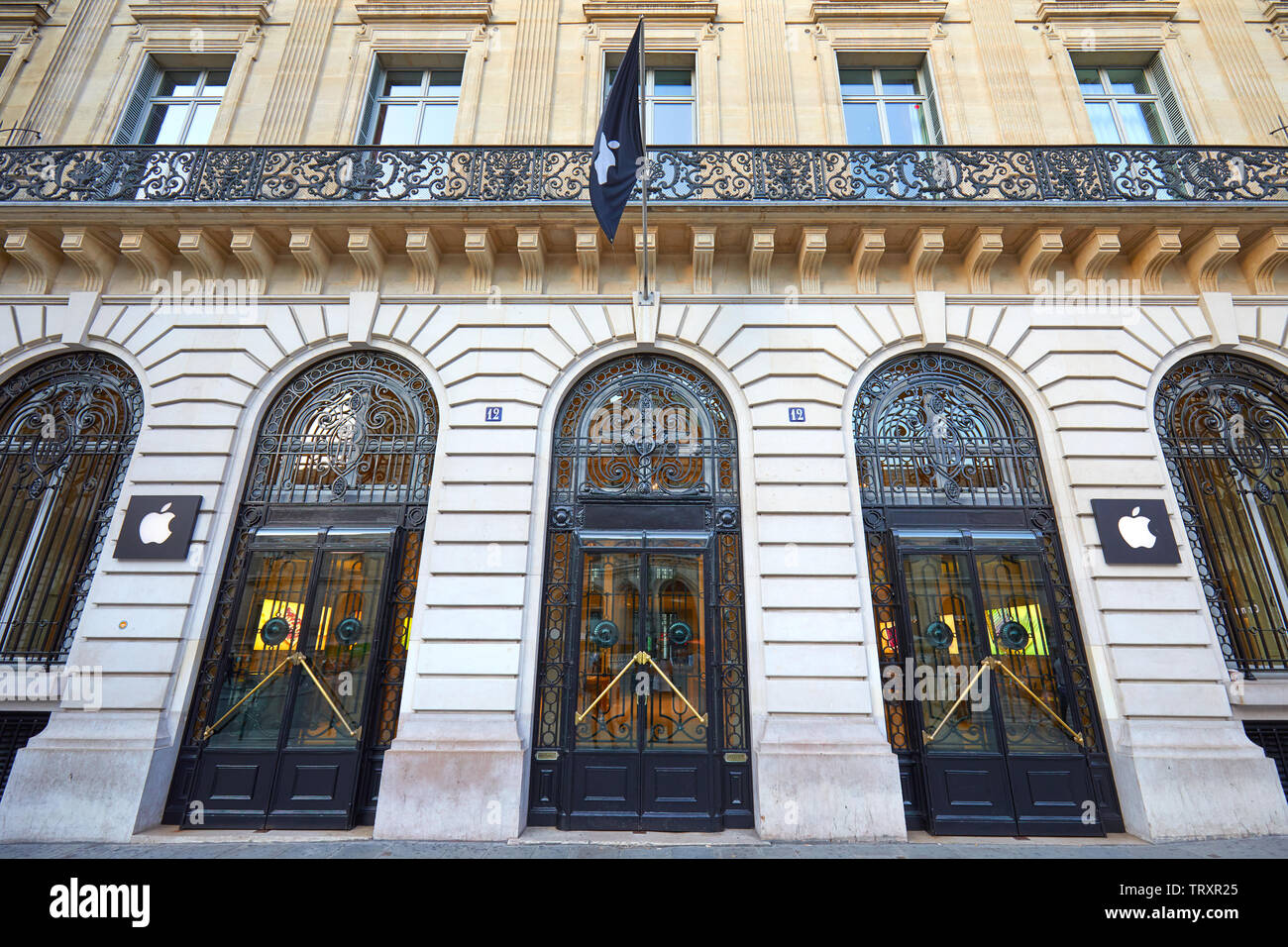 PARIS, FRANCE - JULY 21, 2017: Closed Apple store exterior and building facade in Paris, France. Stock Photo