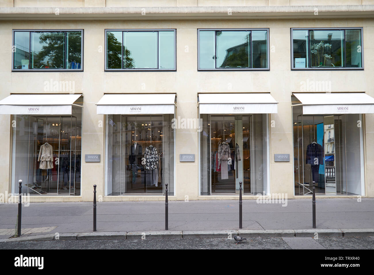 PARIS, FRANCE - JULY 22, 2017: Armani Collezioni fashion luxury store in Paris, France. Stock Photo