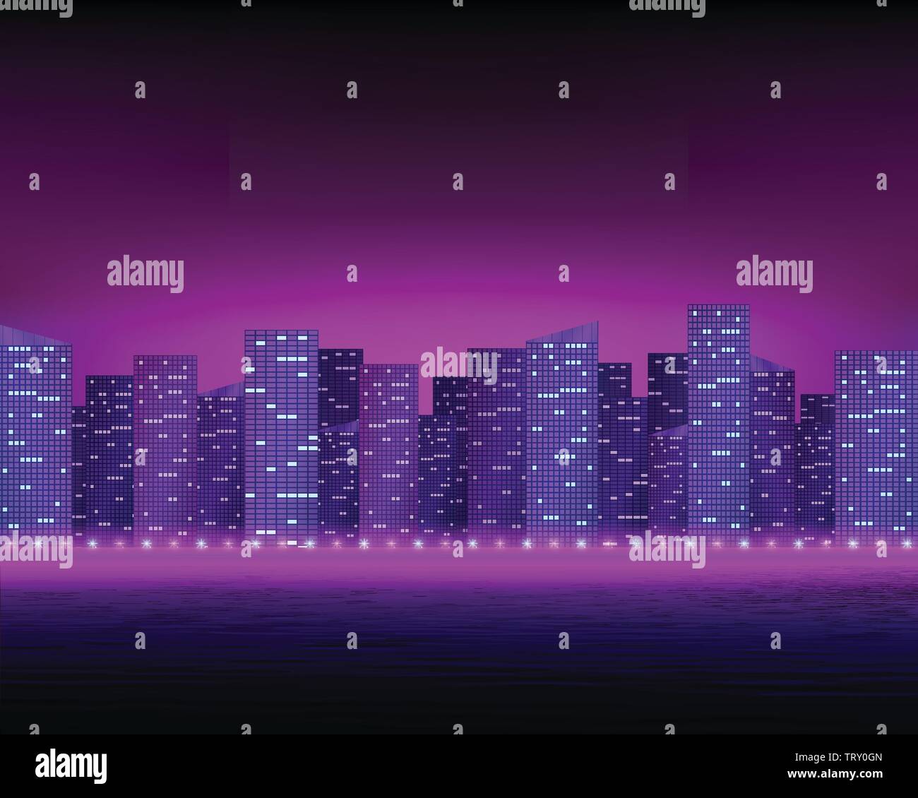Bright Night City Landscape Stock Vector Image Art Alamy