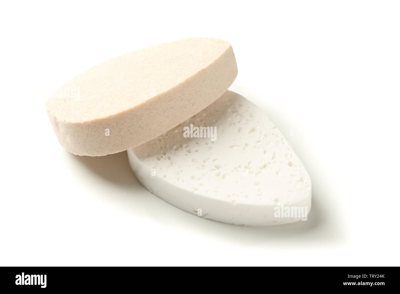 Bath sponges isolated on white background, closeup Stock Photo