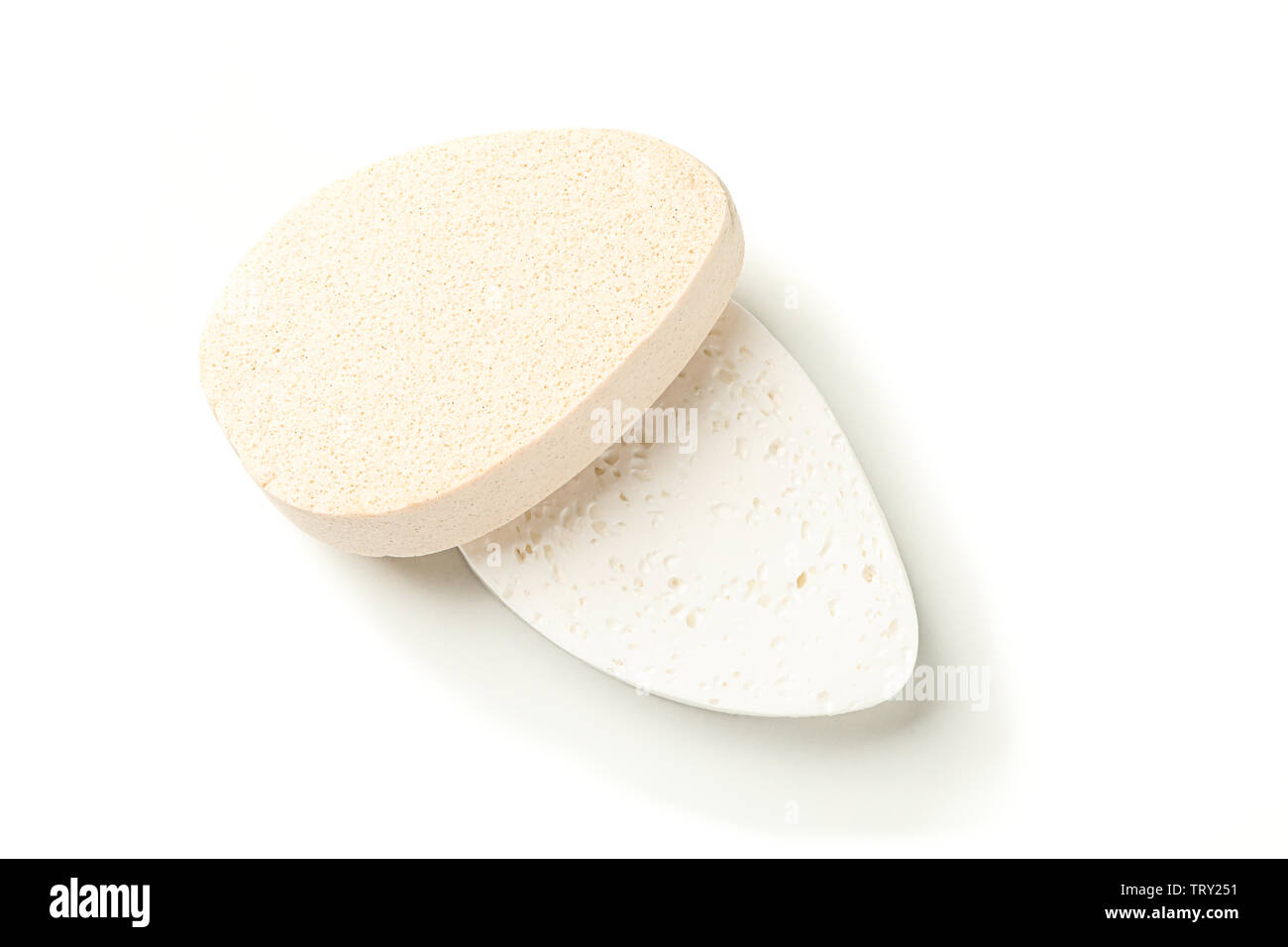 Bath sponges isolated on white background, closeup Stock Photo
