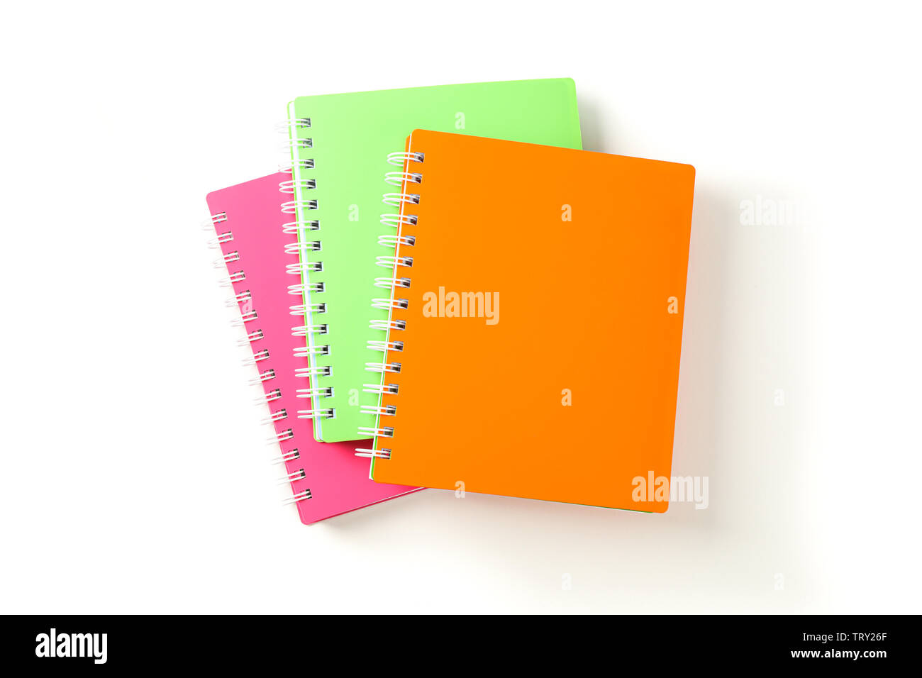 Color notebooks with space for text isolated on white background Stock Photo