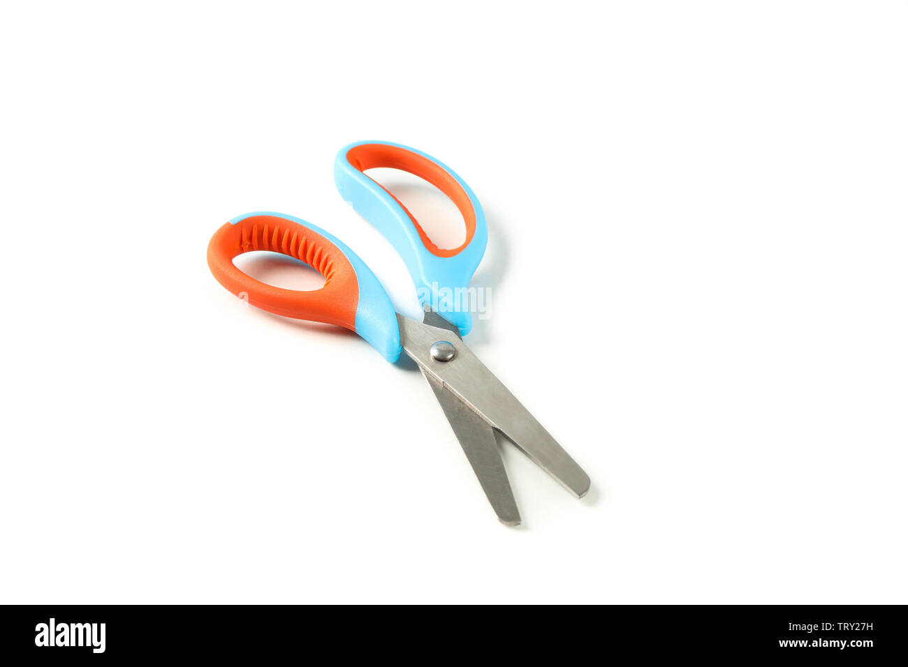 Stationery color scissors isolated on white background Stock Photo
