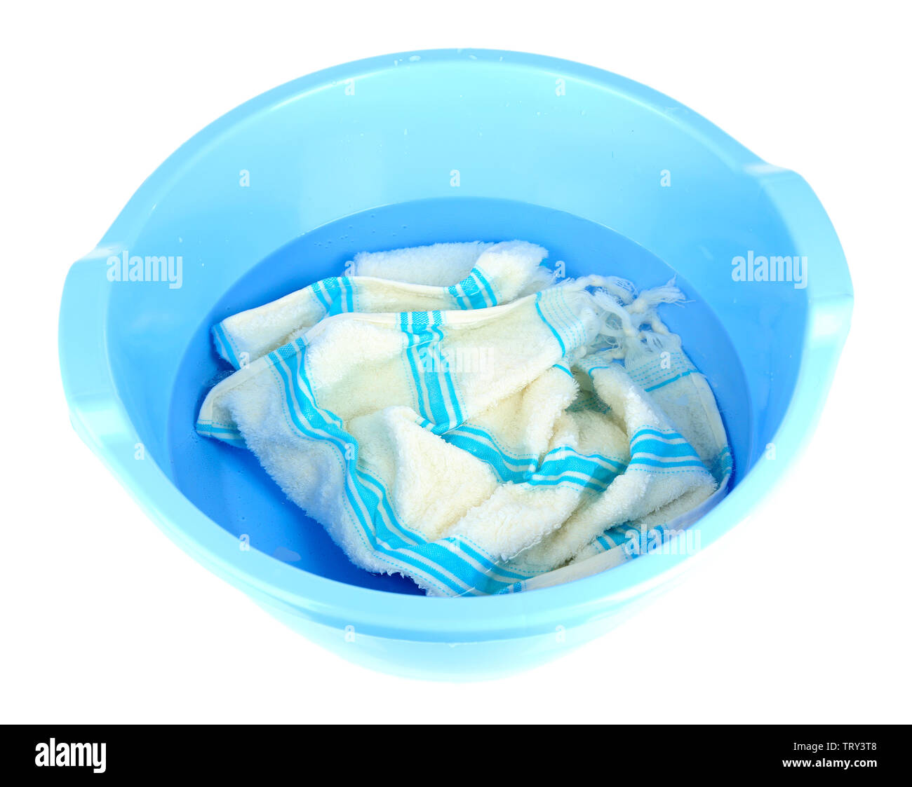 Soaking things in bowl isolated on white Stock Photo