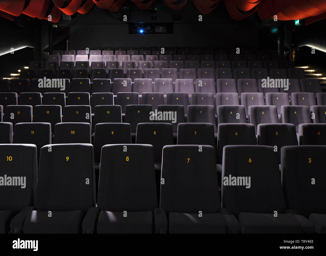 Seating screening room. Pálás Cinema, Galway, Ireland. Architect