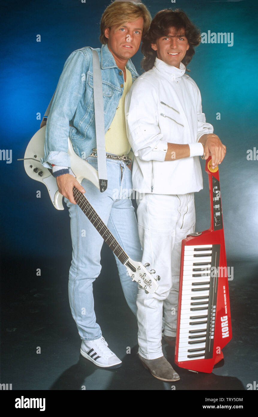 Modern Talking With Thomas Anders R And Dieter Bohlen L On 31 January 1985 In Hamburg Usage Worldwide Stock Photo Alamy
