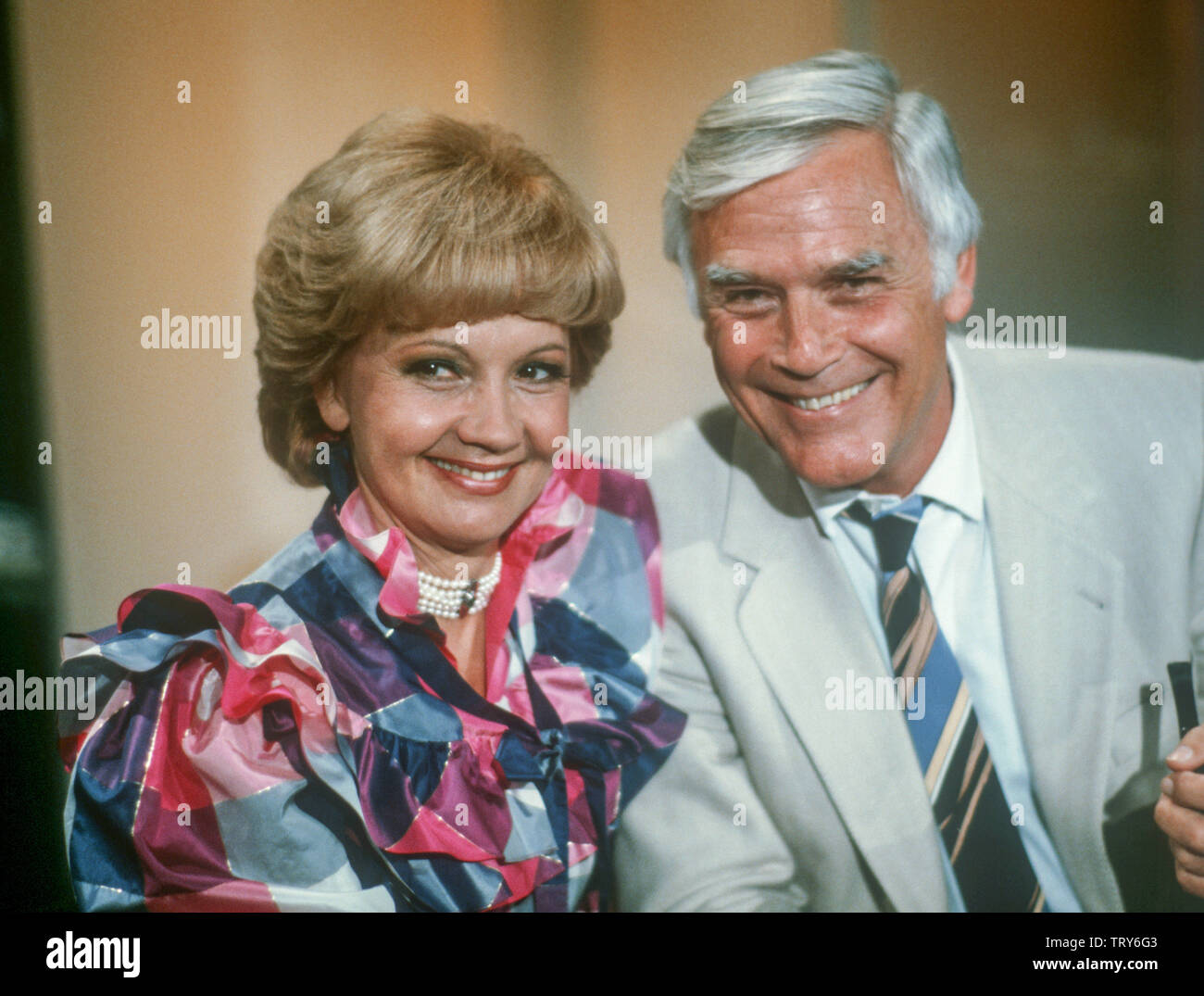 Liselotte Pulver and Joachim Fuchsberger in April 1983. Swiss actress ...