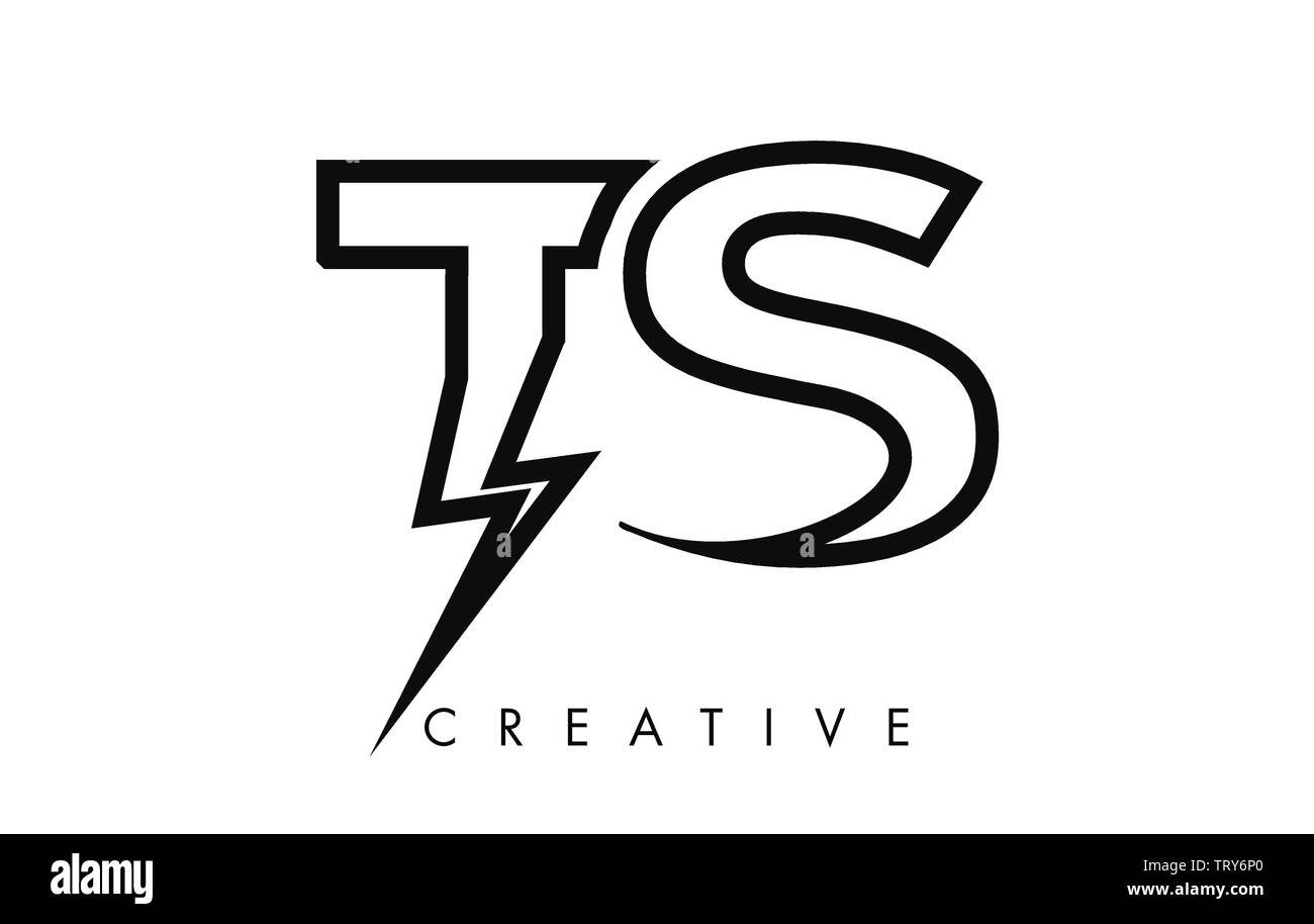 TS Letter Logo Design With Lighting Thunder Bolt. Electric Bolt Letter Logo Vector Illustration. Stock Vector