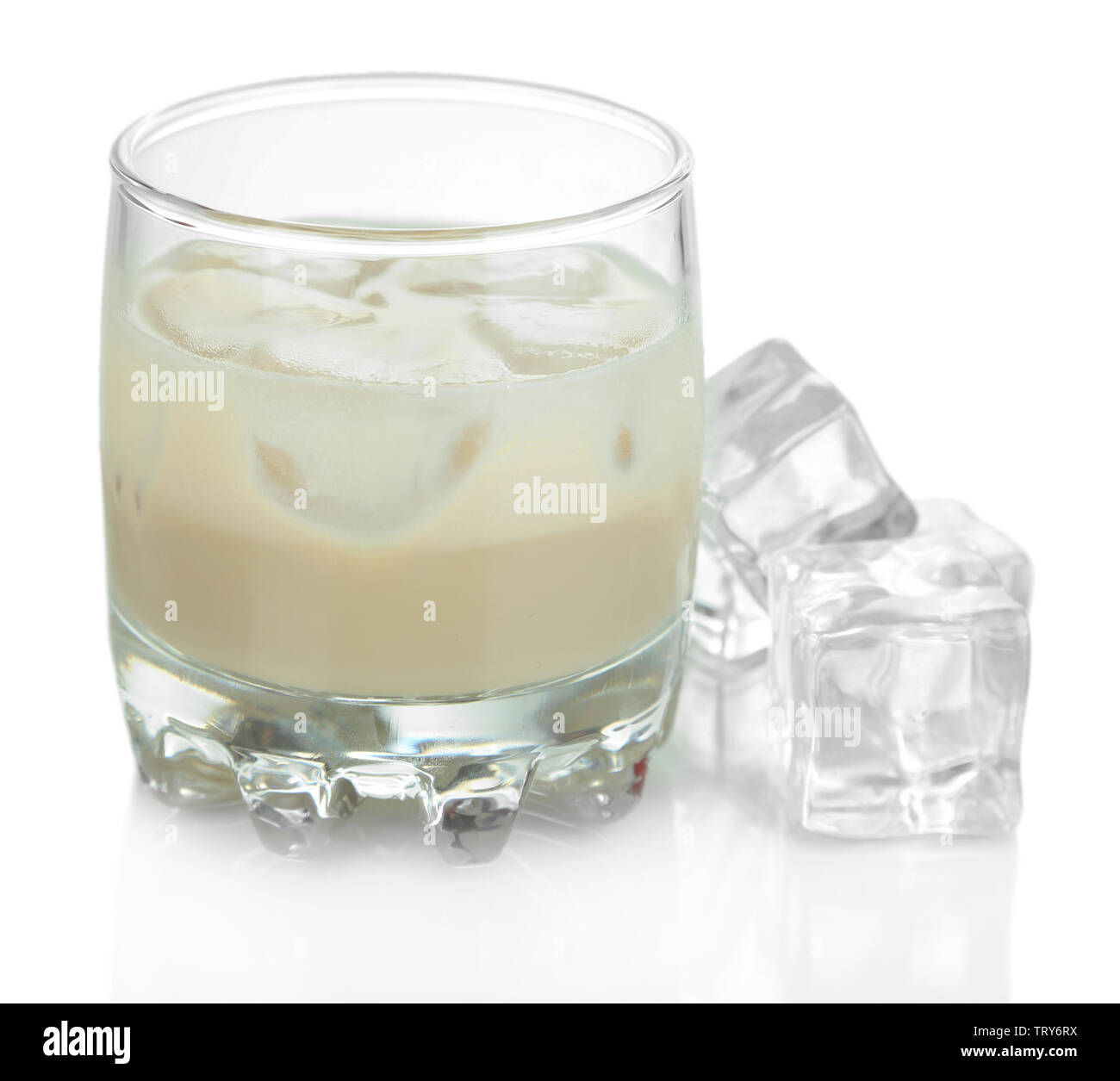 Baileys liqueur in glass isolated on white Stock Photo
